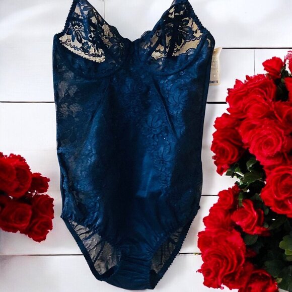 Vintage 60's Piorette Black Teddy Underwire Briefer Womens 34B NEW - Picture 2 of 14